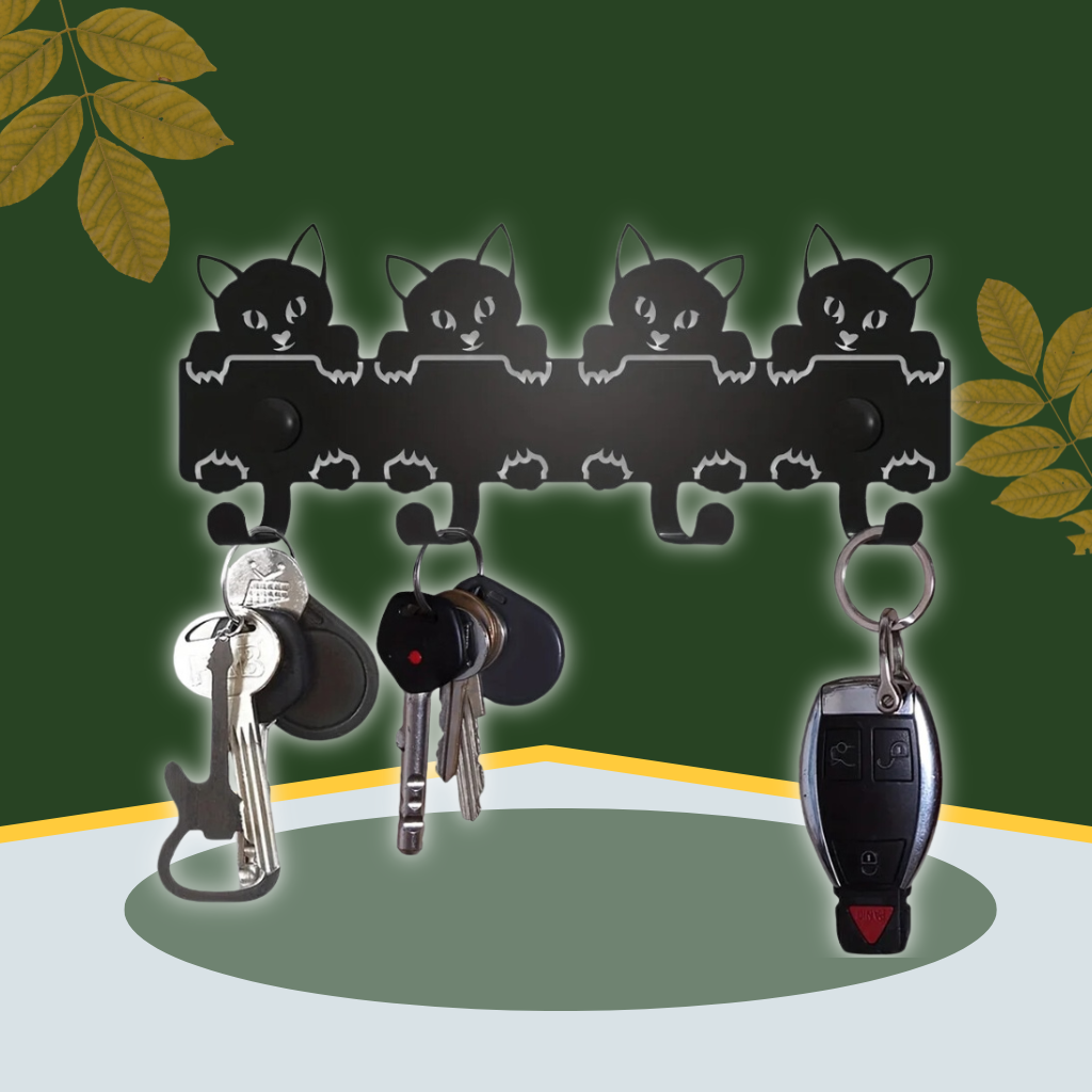 Cat Metal Keychain - Cute Wall Mounted Key Holder