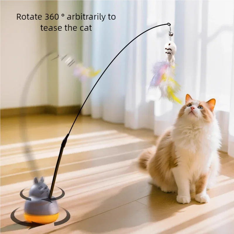 Cat Feather Fishing Toy (Steel Wire Pole)