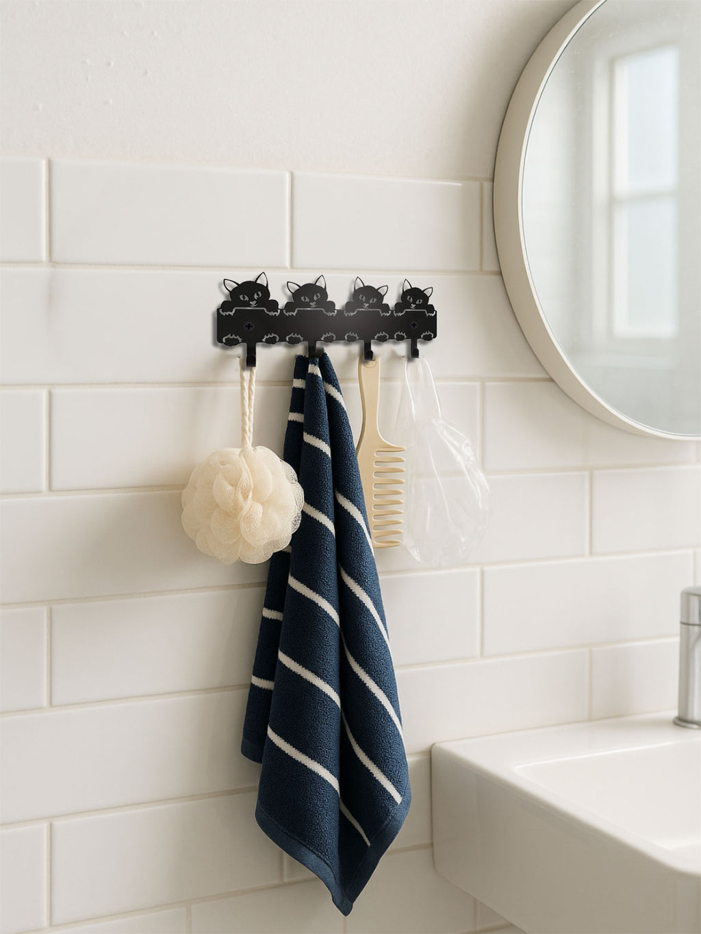 Cat Metal Keychain - Cute Wall Mounted Key Holder